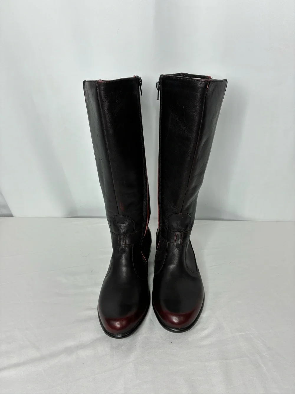 NAOT Leather Knee High Boots EU 37 US 6.5-7 Brown Riding Comfort Zip Boots